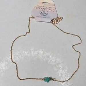 NWT Viva Life Jewelry Good Energy Aqua Tone Natural Stone Necklace 16"L
